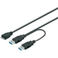 USB 3.0 Cable [2x USB 3.0 connector A - 1x USB 3.0 connector Micro B] 0.30 m Black Goobay