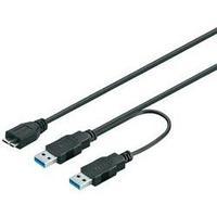 USB 3.0 Cable [2x USB 3.0 connector A - 1x USB 3.0 connector Micro B] 0.60 m Black Goobay