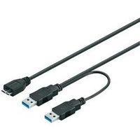 USB 3.0 Cable [2x USB 3.0 connector A - 1x USB 3.0 connector Micro B] 1.80 m Black Goobay