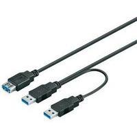 USB 3.0 Extension cable [2x USB 3.0 connector A - 1x USB 3.0 port A] 0.30 m Black Goobay