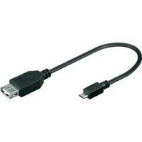 USB 2.0 Cable [1x USB 2.0 connector Micro B - 1x USB 2.0 port A] 0.20 m Black Goobay