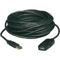 USB 2.0 Extension cable [1x USB 2.0 connector A - 1x USB 2.0 port A] 20 m Black Manhattan