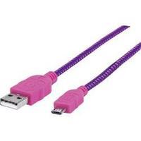 USB 2.0 Cable [1x USB 2.0 connector A - 1x USB 2.0 connector Micro B] 1 m Pink, Purple gold plated connectors, Fabric sl