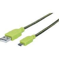 USB 2.0 Cable [1x USB 2.0 connector A - 1x USB 2.0 connector Micro B] 1 m Black, Green gold plated connectors, Fabric sl