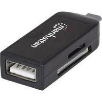 USB 2.0 Adapter [1x USB 2.0 connector Micro B - 1x USB 2.0 port A, SD Card slot] Black incl. OTG function Manhattan