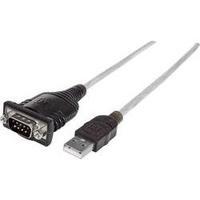 USB 1.1, Series Cable [1x USB 1.1 connector A - 1x D-SUB-plug 9-pin] 0.45 m Silver-black Manhattan