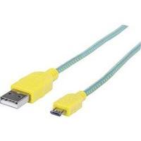 USB 2.0 Cable [1x USB 2.0 connector A - 1x USB 2.0 connector Micro B] 1.80 m Green-yellow gold plated connectors, Fabric