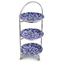 Utopia Chrome 3 Tier Cake Stand 39cm with Hope Plates 17cm