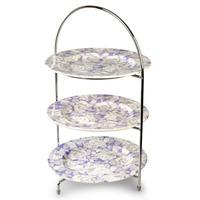 Utopia Chrome 3 Tier Cake Stand 43cm with Grace Plates 25cm