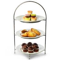 utopia chrome 3 tier cake plate stand 165inch 42cm with 23cm plates