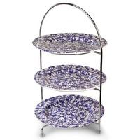 Utopia Chrome 3 Tier Cake Stand 43cm with Hope Plates 25cm