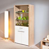 Utopia Glass Display Cabinet In Sonoma Oak With 4 Doors And LED