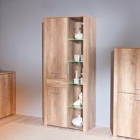 Utopia Glass Display Cabinet In Wild Oak With 3 Doors And LED