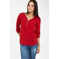 UTILITY POCKET ZIP FRONT BLOUSE