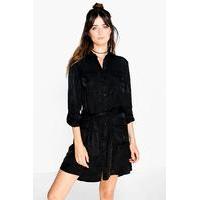 Utility Pocket Shirt Dress - black