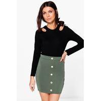 Utility Button Detail Mini Skirt - khaki