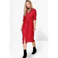 Utility Midaxi Shirt Dress - ruby