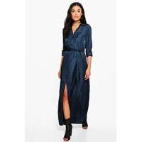 utility maxi shirt dress navy