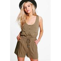 Utility Style Playsuit - khaki