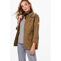 Utility Jacket With Badges - khaki