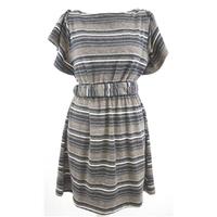 uttam london size 8 mocha striped batwing sleeve dress