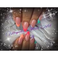 uv gel nails extension one colour with shellac mini pedicure