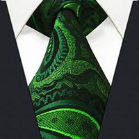 UXL30 Handmade Men\'s Neckties Green Paisley 100% Silk Business New Casual Classic