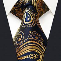 UXL10 Classic Mens Necktie Navy Blue Paisley 100% Silk Business Fashion Handmade