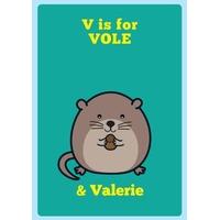 V is for Vole | Personalised Card