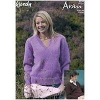 V Neck Raglan Sweater in Wendy Aran with Wool (5199) Digital Version