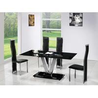 V Black Glass Dining Table And 6 G650 Dining Chairs