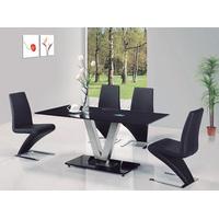 V Black Glass Dining Table And 6 G632 Dining Chairs