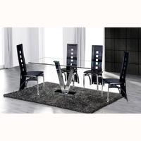 V Clear Glass Dining Table Only