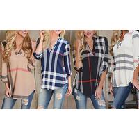 V-Neck Checked Shirt - 4 Colours