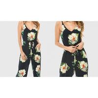 v neck floral full length jumpsuit 4 sizes