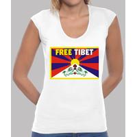 v-neck white shirt woman - free tibet