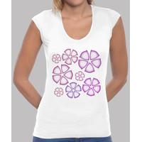 v-neck t-shirt female fuschia flowers