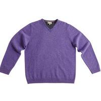 V-neck Lambswool Jumper, Grape, Size M, Lambswool