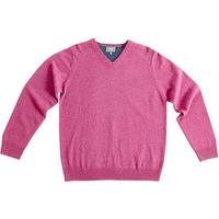 V-neck Lambswool Jumper, Raspberry, Size L, Lambswool