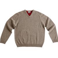 V-neck Lambswool Jumper, Straw, Size L, Lambswool