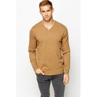 V-Neck Light Brown Jumper