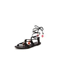 V by Very Hippie Pom Pom Trim Sandals