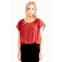 V FRONT BUBBLE HEM BLOUSE