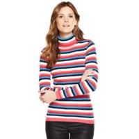 V By Very Stripe Skinny Rib Roll Neck Jumper