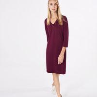 v neck jersey dress purple fig