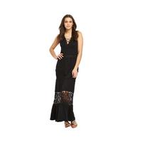 V By Very Sleeveless Front Lace Up Crochet Insert Maxi Dress