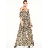 V By Very Animal Cold Shoulder Printed Maxi Dress