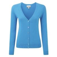V Neck Cashmere Cardigan (Greek Blue / 20)