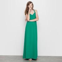 V-Neck Maxi Dress with Button Detail