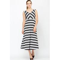 V Neck Striped Maxi Dress